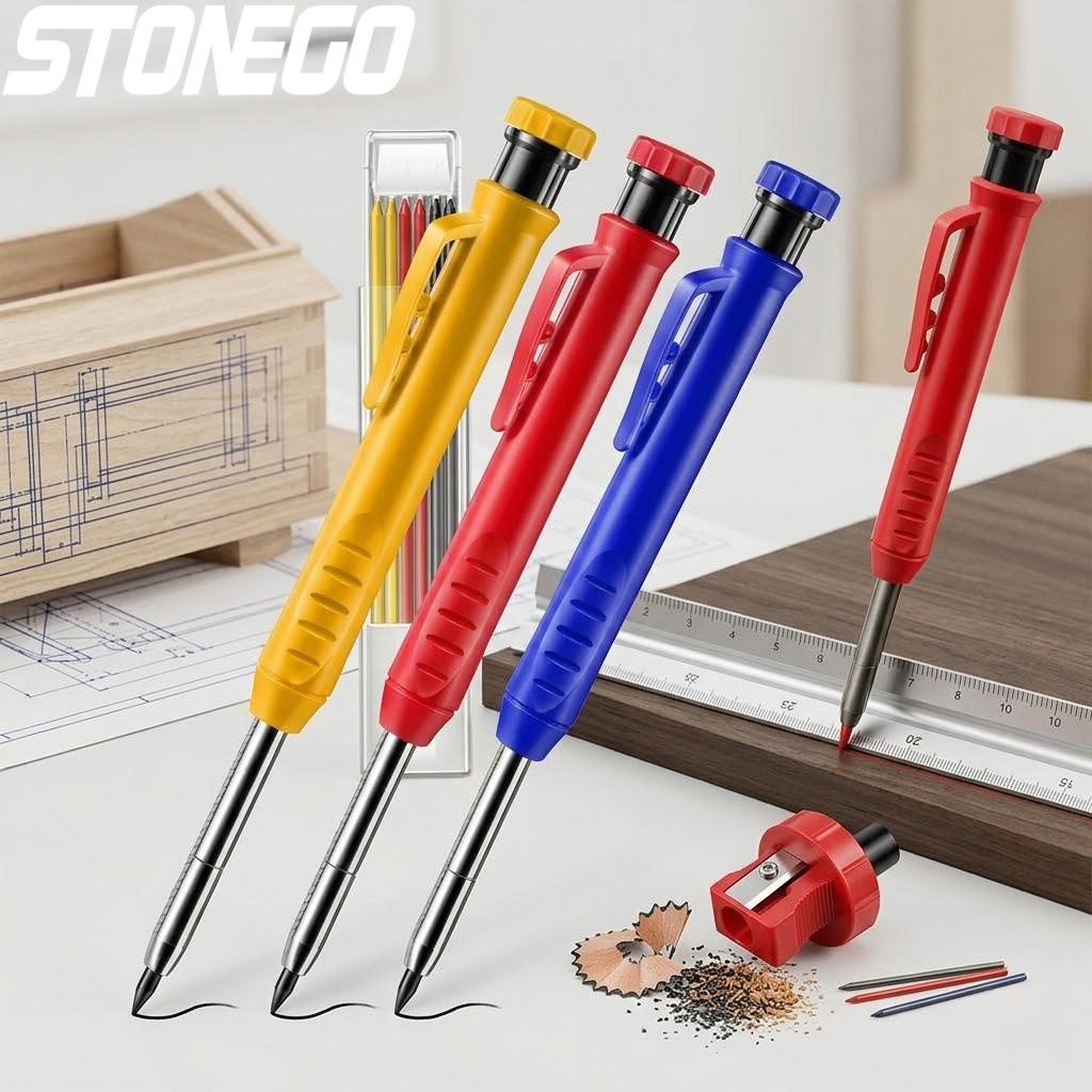 Marking Tools In Workshop - Professional Metal Long Tip Woodworking Pencil