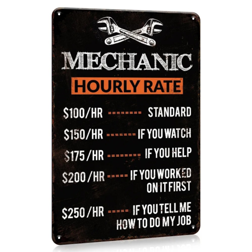 Vintage Mechanic Hour Rate Sig - Workshop Tools Hours ulasan dan harga