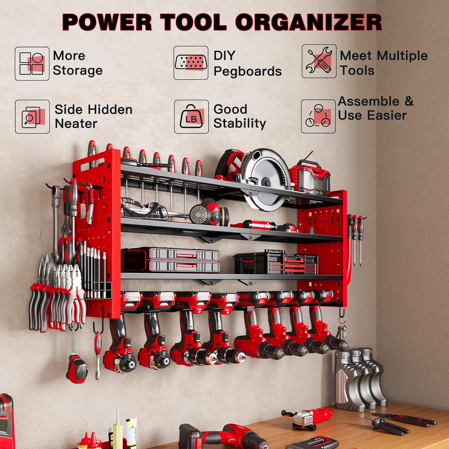 4-Layer Large Capacity Tool Ra - Workshop Tools Holder ulasan dan harga
