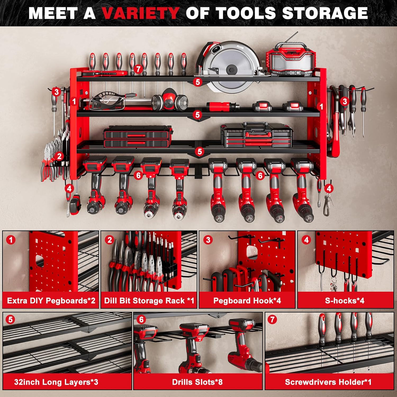 4-Layer Large Capacity Tool Ra - Workshop Tools Holder ulasan dan harga