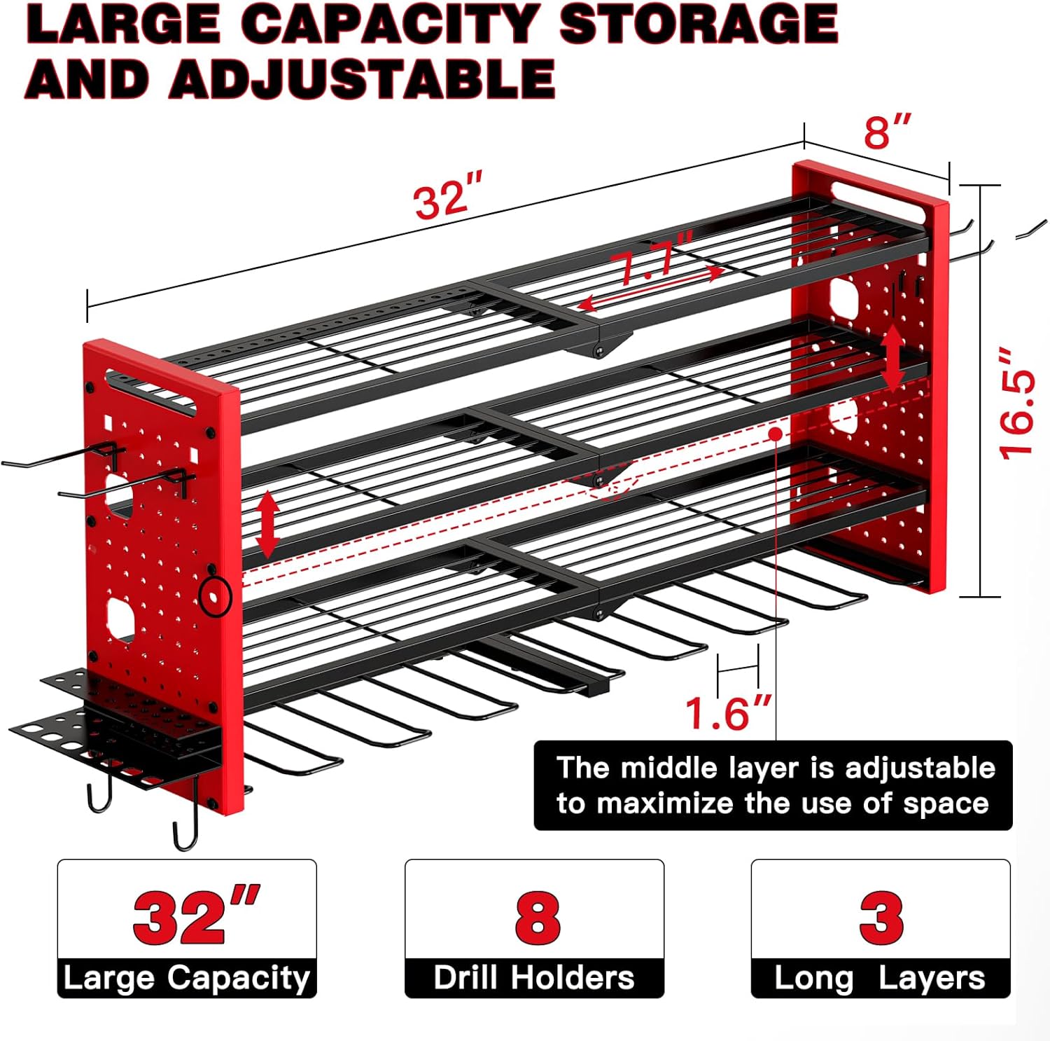 4-Layer Large Capacity Tool Ra - Workshop Tools Holder ulasan dan harga