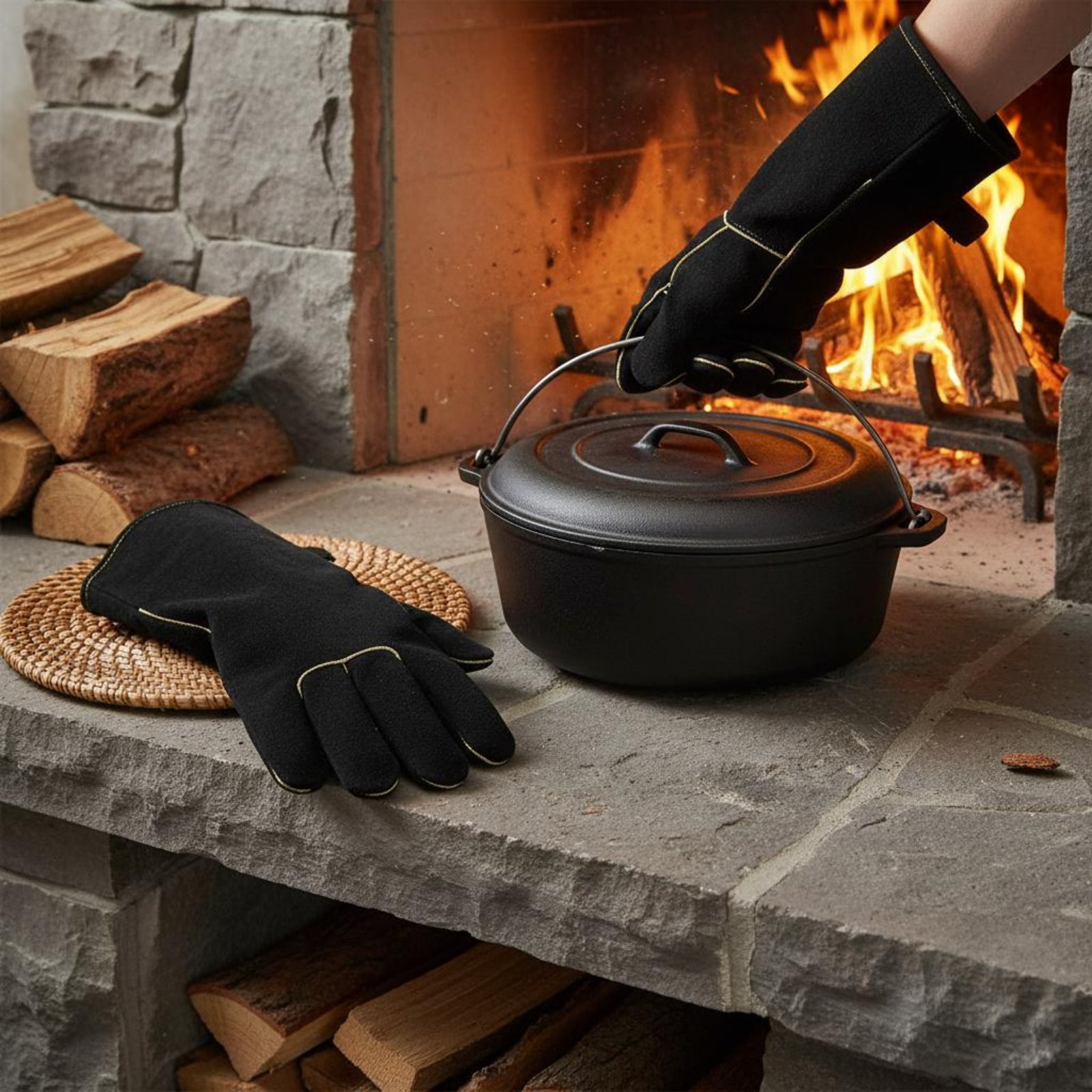 Long Cuff BBQ Gloves Anti-Scal - Workshop Tools And Safety ulasan dan harga
