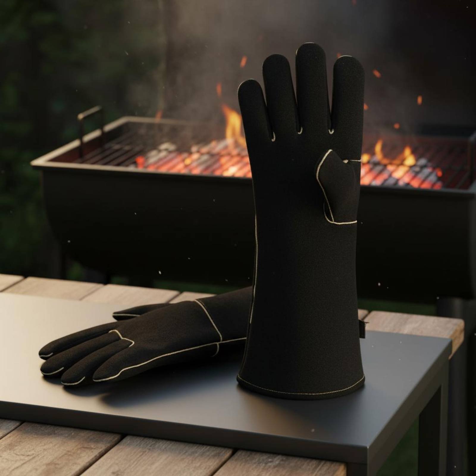 Long Cuff BBQ Gloves Anti-Scal - Workshop Tools And Safety ulasan dan harga